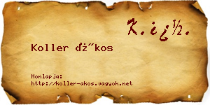 Koller Ákos névjegykártya